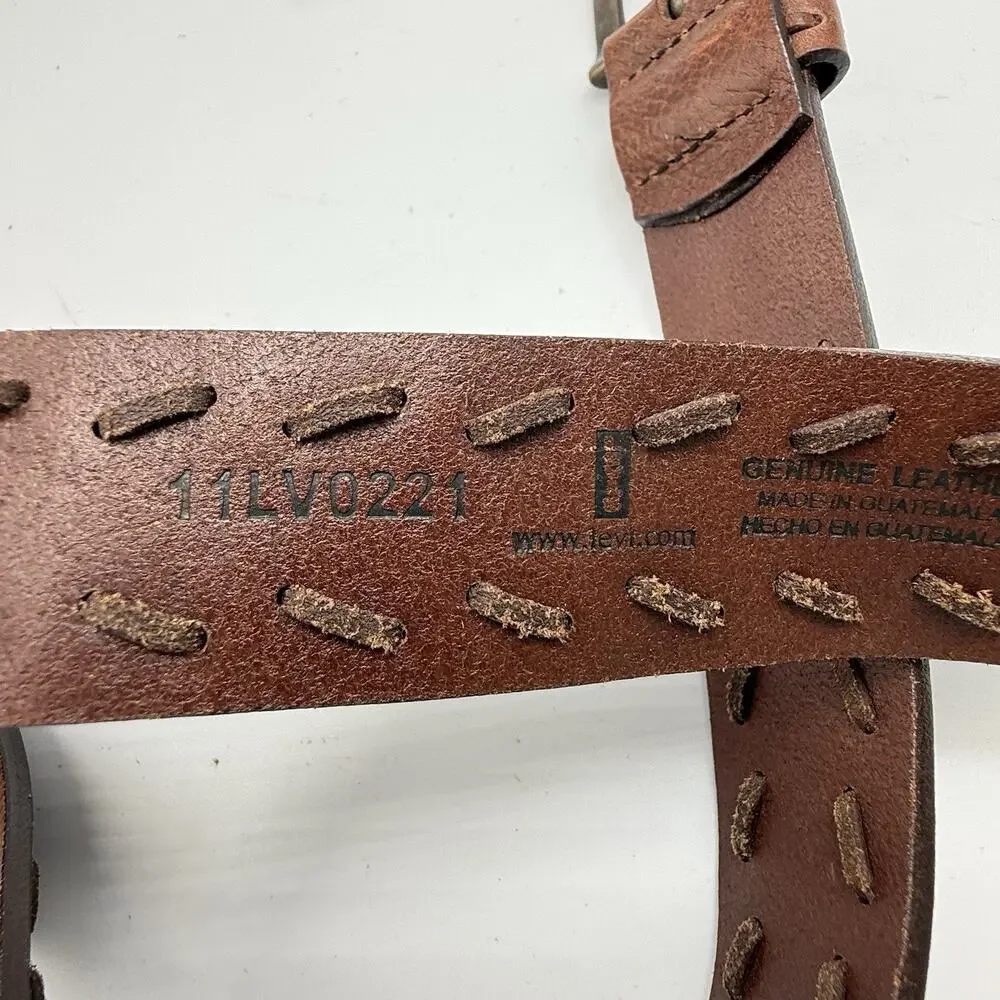 LEVIS Mens Brown Genuine Leather Belt Size 42 (38-44